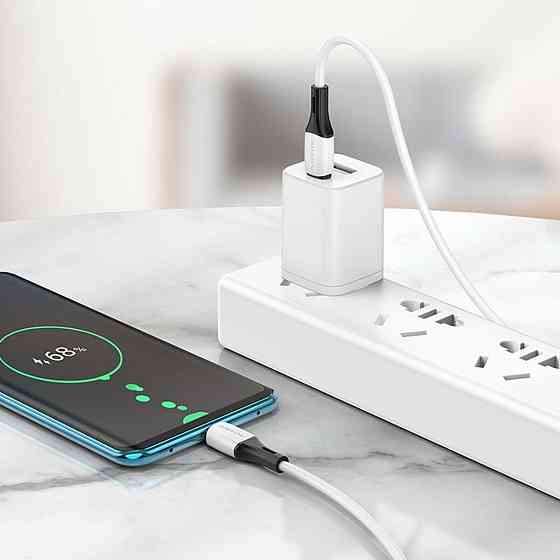 Кабель BOROFONE BX79 Type-C to Type-C 3A,60W, 1m, silicone, silicone connectors, White Киев