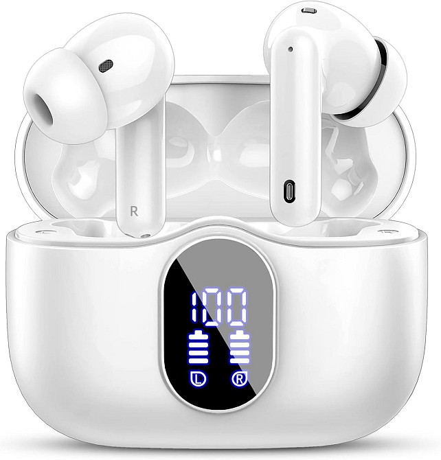 Беспроводные наушники Btootos A90 Pro Bluetooth 5.3 TWS | ENC, HD-микрофон, LED-дисплей, IP7, 36 часов, белые Киев - изображение 2