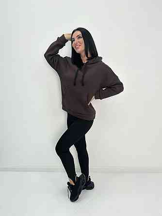 Жіночий теплий худі з капюшоном "Basic" Турція оптом | Норма і батал Шоколадний, 50-52 Київ