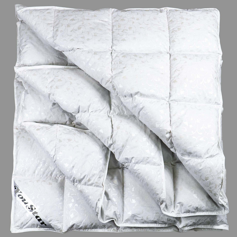 Ексклюзивна пухова двоспальна ковдра YouStar 100% пух, Тік, розмір 175х205 см (Срібло) Суми - фото 7