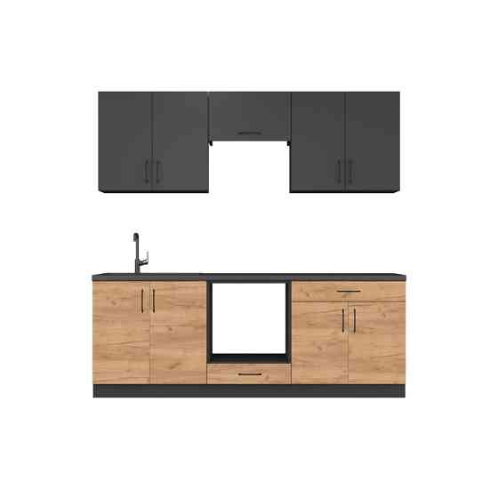 Кухня модульна Эверест Оптима набор №8 Антрацит+Дуб крафт золотой 2,2 м (без столешницы) (DTM-5723) Львов