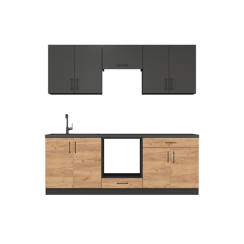 Кухня модульна Эверест Оптима набор №8 Антрацит+Дуб крафт золотой 2,2 м (без столешницы) (DTM-5723) Львов - изображение 2