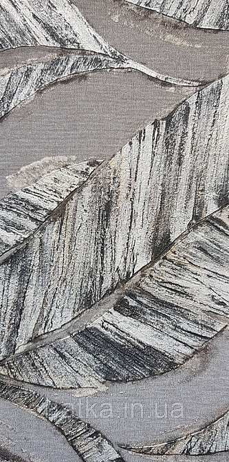 Шпалери вінілові на флізеліновій основі Rasch Ascona 1.06х10 листя структурні чорні сірі із золотистим Київ - фото 3