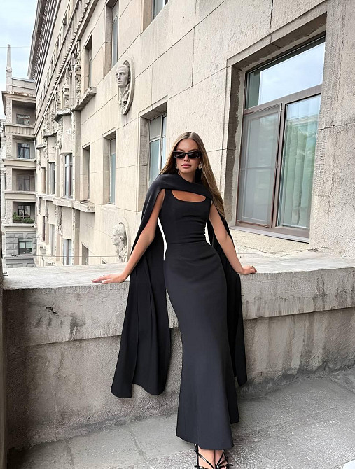 Жіночий елегантний романтичний комплект плаття + накидка костюмка Чорний, 44/46 Одеса - фото 2