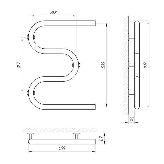 Сушарка для рушників Laris Змійовик 32 РС3 400Х500 1" Київ