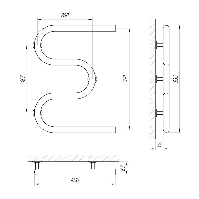 Сушарка для рушників Laris Змійовик 32 РС3 400Х500 1" Київ - фото 2