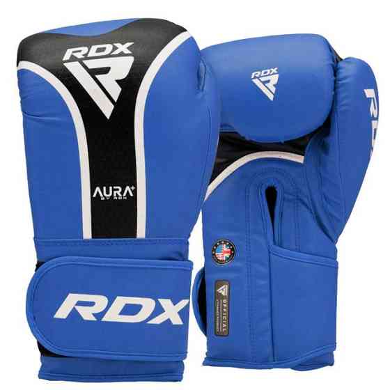Боксерські рукавиці RDX AURA PLUS T-17 Blue/Black 16 унцій (капа в комплекті) Кам'янське