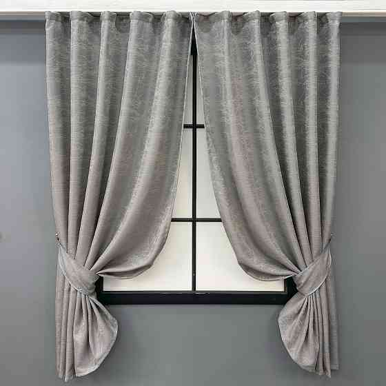 Комплект коротких штор VR-Textil Жакард Viva Marmo № 1781ш Світло-сірий 140х170 см 2 шт (35-0366) Київ