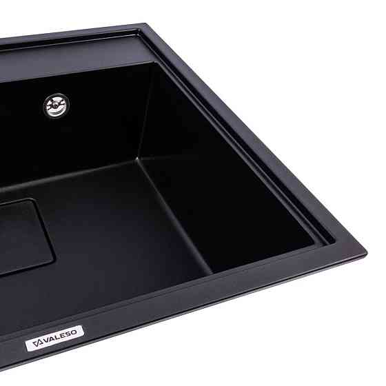 VALESO Комплект: Мийка гранітна 6050 SHERLIT VALESO + Змішувач Q411MB + Сифон (Чорний) Киев