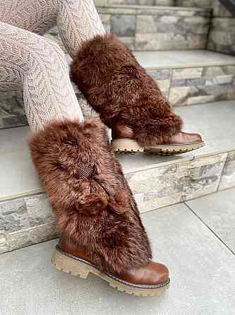 TopS Унти жіночі TopS коричневі натуральна шкіра з хутром висота 26см обхват 32-33см размер 36- Коломыя