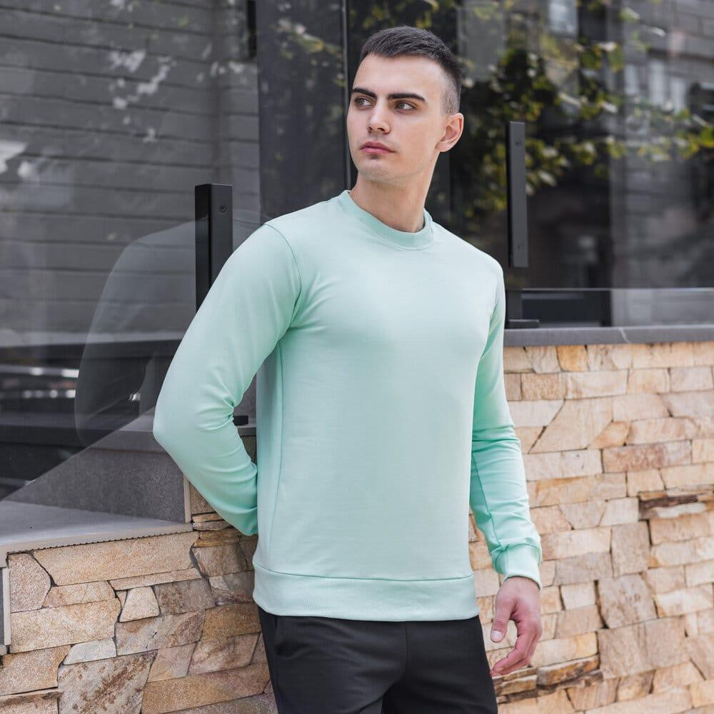 Світшот чоловічий однотонний ментоловий Pobedov 001 Київ - фото 8