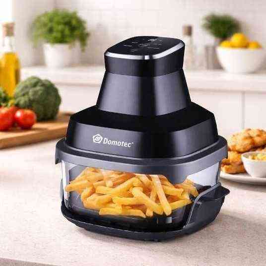 Аэрофритюрница DOMOTEC MS-3228 7л 4600Вт, стеклянная чаша, электронное управление, 360° обзор, черная Одесса
