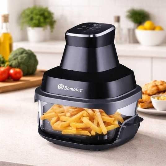 Аэрофритюрница DOMOTEC MS-3228 7л 4600Вт, стеклянная чаша, электронное управление, 360° обзор, черная Одесса - изображение 1