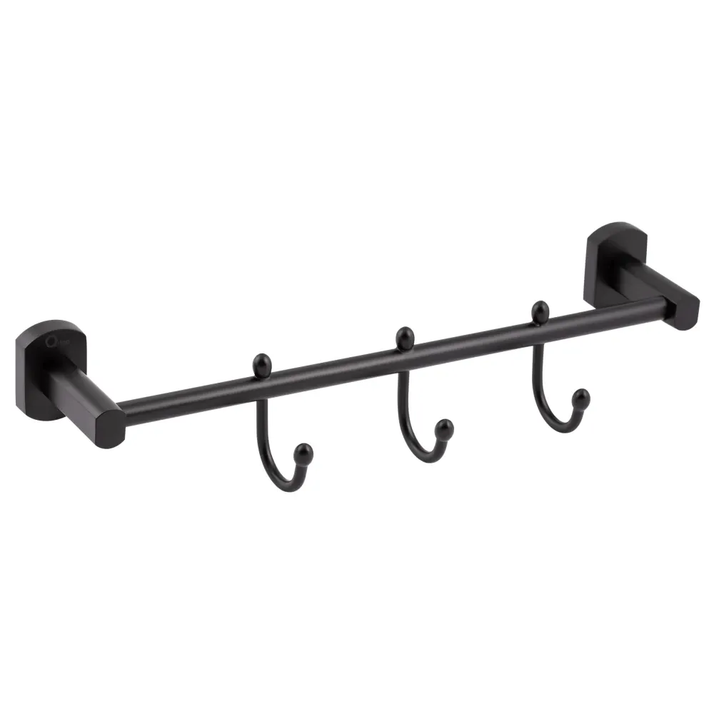Тримач для рушника Qtap Liberty 3 гачки 365 мм QTLIBBLM1154-3 Black Київ - фото 6