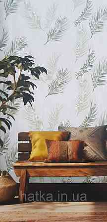 Обои винил на флизелине горячего тиснения DUKA Selective1.06х10 листья папоротника.зеленые на бежевом  DK32250 Киев
