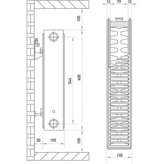 Стальной радиатор Europroduct 22 x 600 x 900 (боковое подкл.) (EP6166) Киев