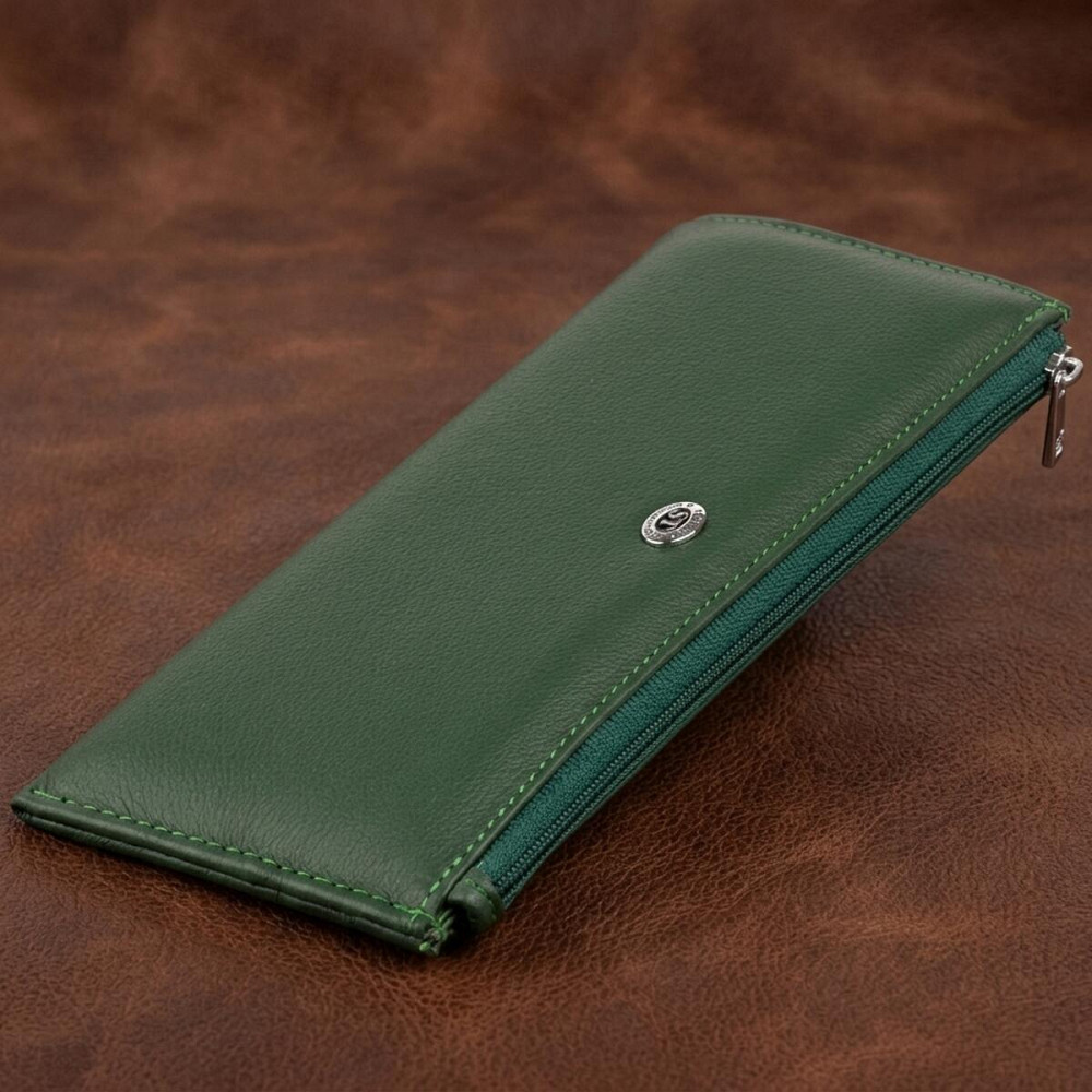 Горизонтальный тонкий кошелек из кожи унисекс ST Leather 19328 Зеленый Киев - изображение 11