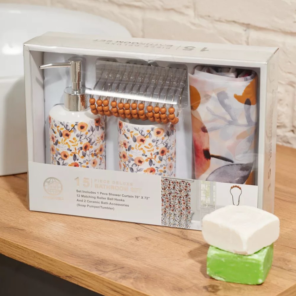 Шторка для ванної та душу набір аксесуарів та ванних приналежностей: шторка, стакан для щіток, дозатор для мила Кам'янець-Подільський - фото 7