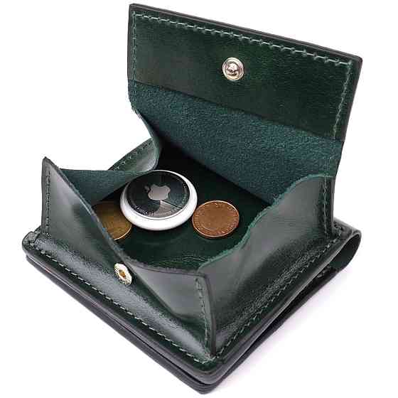 Компактный кошелек в два сложения из натуральной гладкой кожи GRANDE PELLE 22946 Зеленый Киев