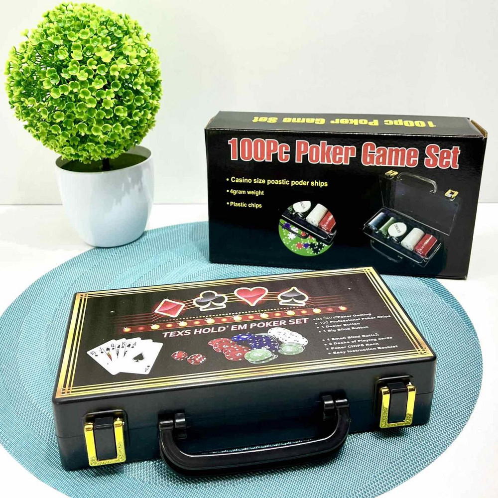 Набір для гри в покер 100 фішок 2 колоди карт у валізі (XQ12112) Чернігів - фото 4