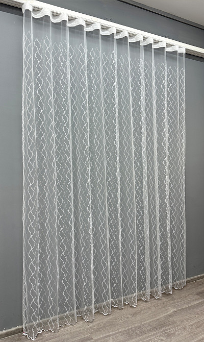 Тюль фатин з вишивкою та люрексом Колір білий з сріблястим 1838т Київ - фото 7