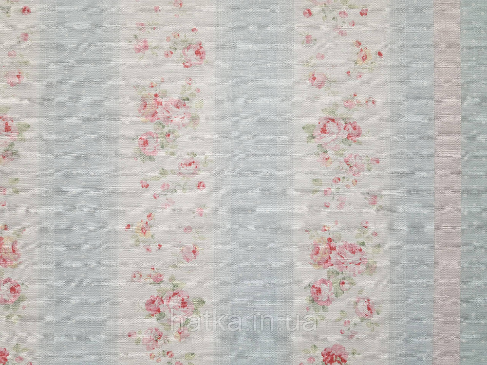 Шпалери вініл на флізеліні A.S.Creation Maison charme 0.53x10 прованс квіти троянди в смужку червоні блакитні білі Київ - фото 3