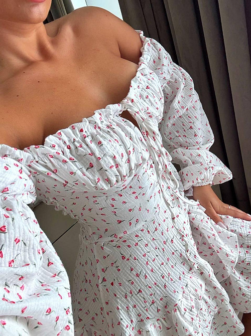 Жіноча романтична міні сукня у квітковий принт муслін 100% бавовна Одеса - фото 2