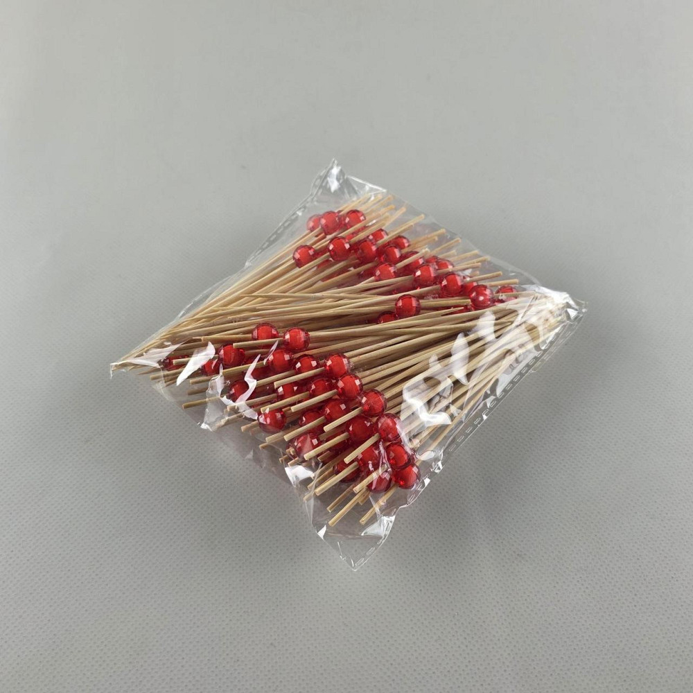 Шпажка для прикрашання страв 12 см" Червоні намистинки "100 шт (1 пачка) Харків - фото 2