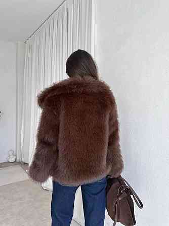 Женская стильная короткая шуба с большим воротником искусственный мех Шоколад, 42 Одесса
