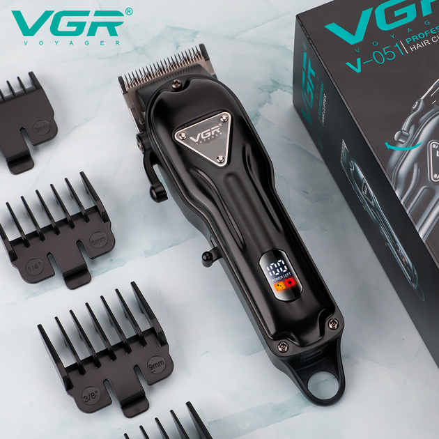 Машинка для стрижки аккумуляторная VGR V-051 2500 mAh LED дисплей (4 насадки) Винница - изображение 8