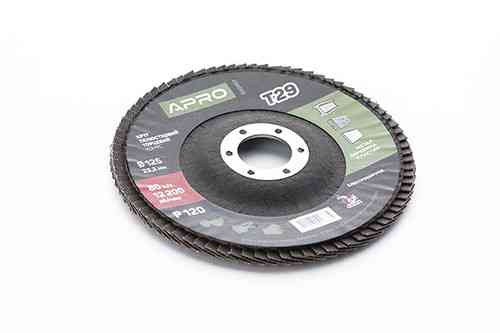 Круг лепестково-торцевой Р120 конус 125мм (Т29) (КЛТ) APRO Ровно