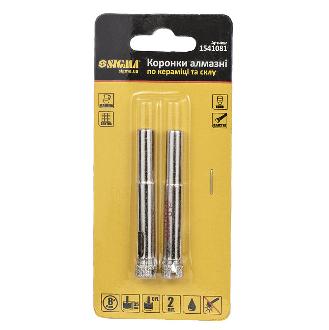 Коронки алмазні кераміки та скла Ø 8 мм (КРАТНО 2шт) SIGMA (1541081) Київ - фото 6