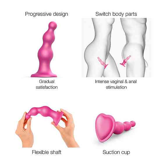 Насадка для страпона Strap-On-Me Dildo Plug Beads Framboise Metallic M Sex Aura Киев