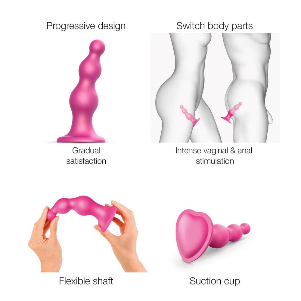 Насадка для страпона Strap-On-Me Dildo Plug Beads Framboise Metallic M Sex Aura Киев - изображение 2
