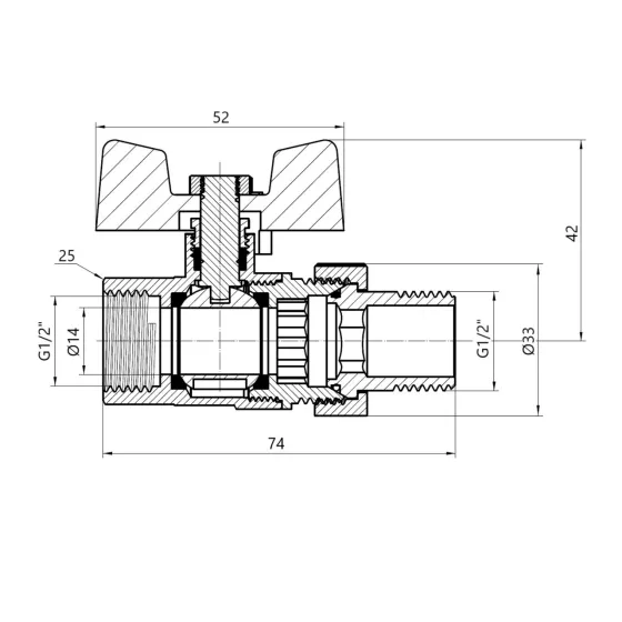 Кран кульовий "Американка" Thermo Alliance Standart прямий 1/2" ВН SD220W15 Київ