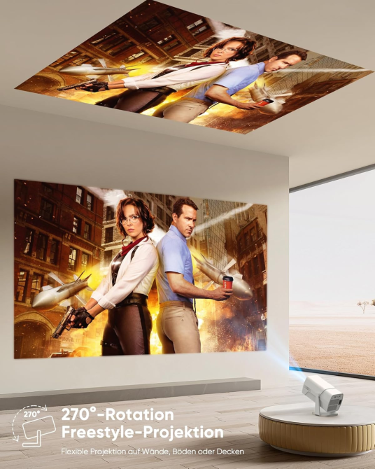 Смарт-проектор PYIER 4K Full HD WiFi 6 Bluetooth: портативний міні-кінотеатр, Netflix, автокорекція, поворот 270°, Android TV Київ - фото 9