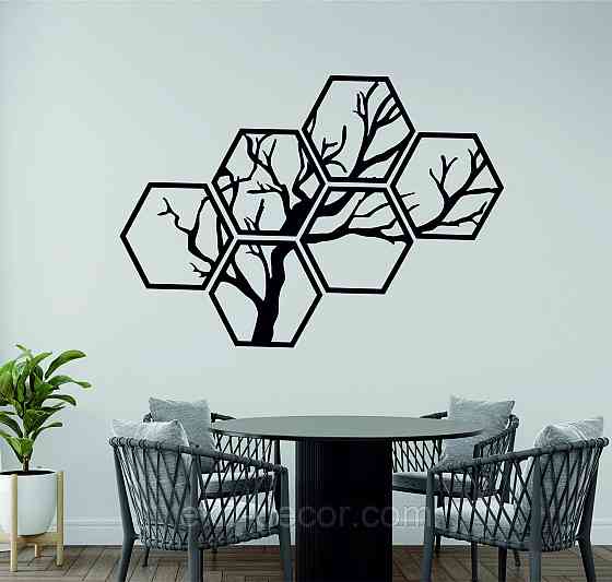 Декоративное настенное Панно «Дерево», Декор на стену 130*92 см, Черный, Ручная работа Киев