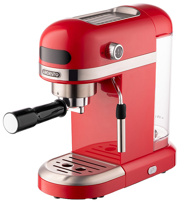 Кавоварка ARDESTO ріжкова 1.4л, мелена, ручний капучинатор, підігрів чашок, червоний Київ - фото 1