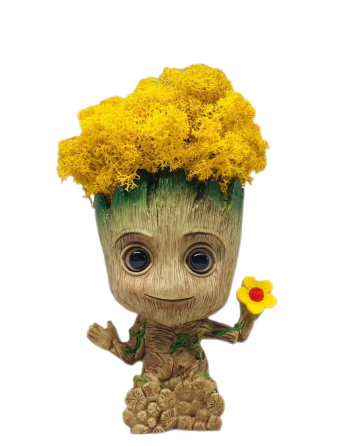 Горщик Грут Groot G8 Малюк з квіткою + стабілізований мох (Жовтий) Вінниця