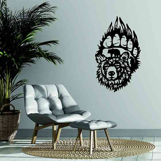 Настінне Панно «Ведмідь», Декор на стіну 70*42 см, Чорний Київ