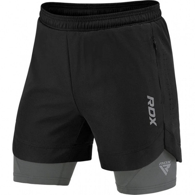 Компресійні шорти для RDX MMA T16 2-в-1 BLACK/GREY-S Кам'янське - фото 1