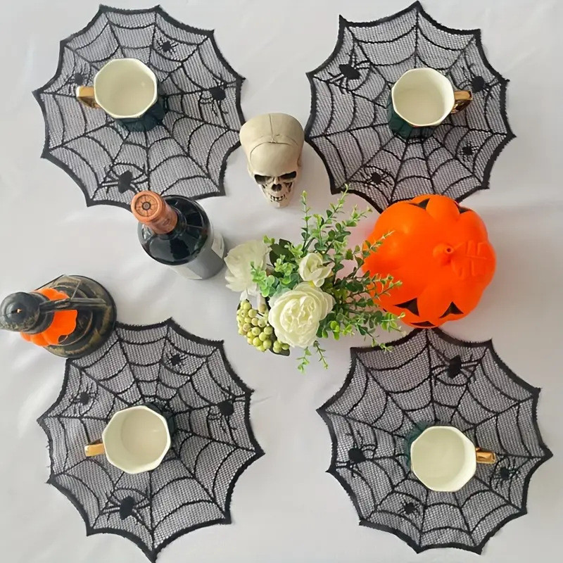 Декор на Хелловін салфетки сервірувальні 4 штуки 30 см чорний Київ - фото 1