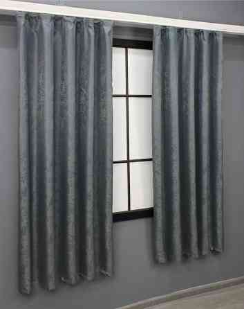 Комплект коротких штор VR-Textil Жакард Мармур Al1 № 1015ш Графітовий 130х170 см 2 шт (35-0208) Київ