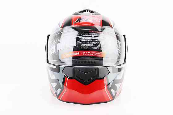 Шолом модуляр, закритий з відкидним підборіддям+відкидні окуляри BLD-159 L (59-60см), ЧОРНО-ЧЕРВОНИЙ Киев