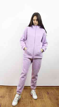 Костюм женский теплый спортивный на флисе кофта на змейке Сиреневый 50/52 Харьков