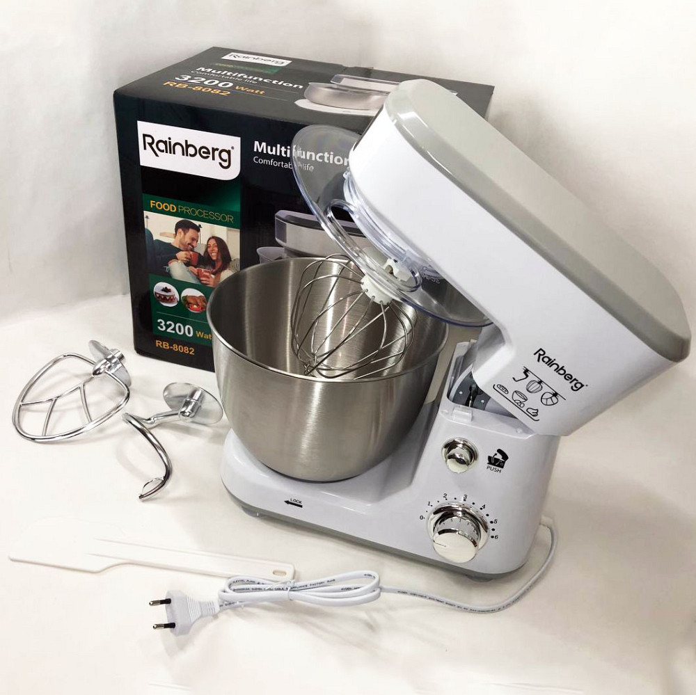 Міксер стаціонарний з чашею з нержавіючої сталі Rainberg RB-8082 3200 Вт, Кращий планетарний міксер EC-44 Львів - фото 3