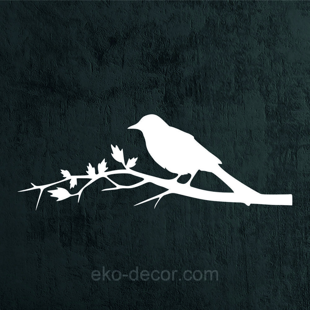 Декоративное настенное Панно «Птичка. Грач на ветке», Декор на стену 70*24 см, Белый Киев - изображение 3