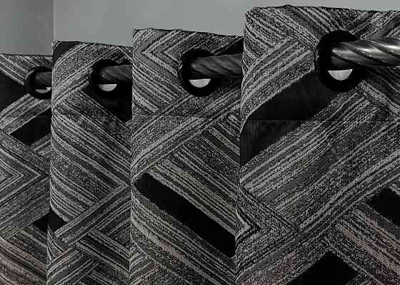 Комплект штор на люверсах VR-Textil Жаккард Mystery № 1629ш Серый с черным 150х280 см 2 шт (37-180) Киев