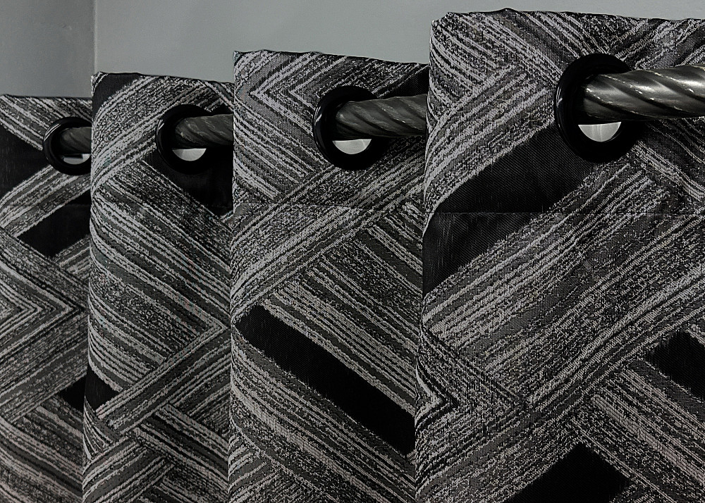 Комплект штор на люверсах VR-Textil Жаккард Mystery № 1629ш Серый с черным 150х280 см 2 шт (37-180) Киев - изображение 6