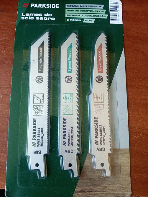 Полотна для сабельной пилы PARKSIDE, 9 шт. Применение: дерево, металл Германия Полтава - изображение 1